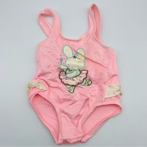 Sea Bees by K&R Sportswear Girl One Piece Swimming Suit 18 mo Ballerina Bunny